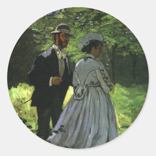 Die Promenade, auch die Trolle von Claude Monet Runder Aufkleber (Vorderseite)