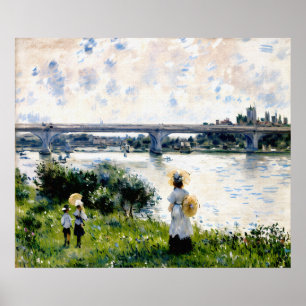 Die Promenade mit der Eisenbahnbrücke Argenteuil Poster