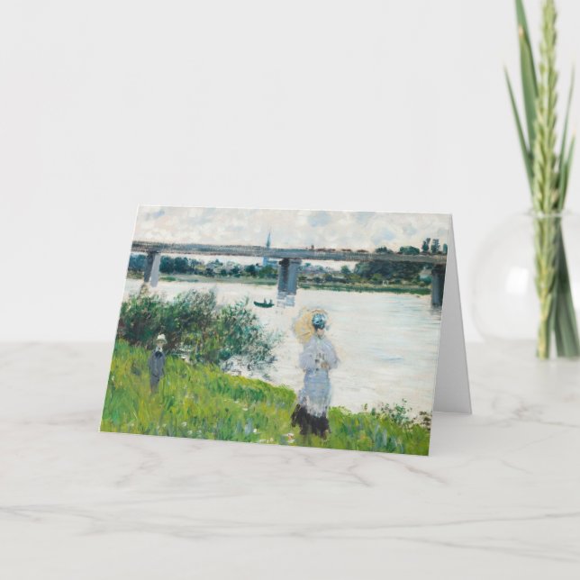 Die Promenade mit Eisenbahnbrücke durch Monet, Karte (Vorderseite)
