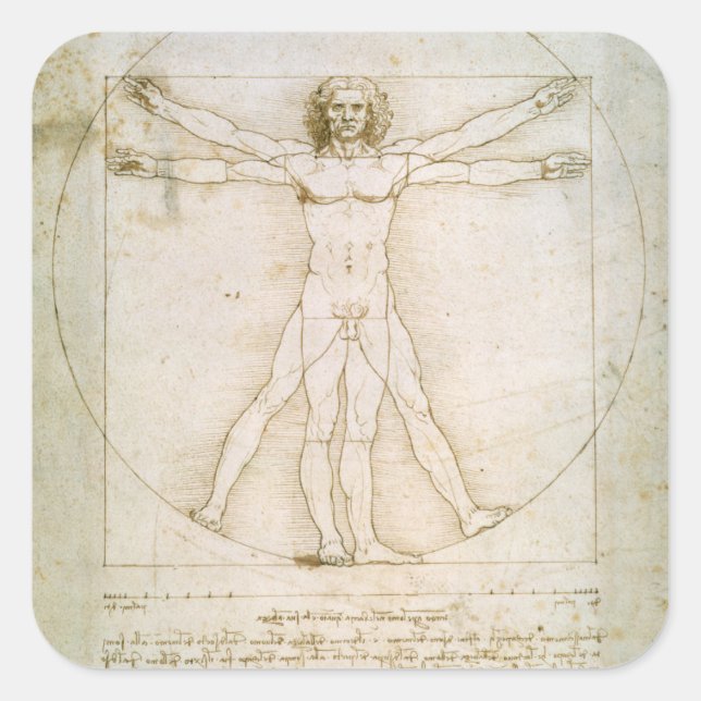 Die Proportionen der menschlichen Figur Quadratischer Aufkleber (Vorderseite)