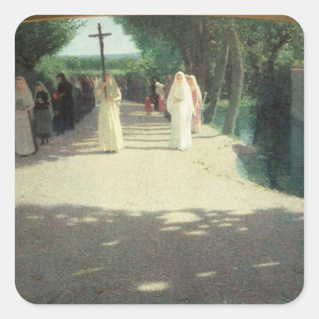 Die Prozession, 1892-1995 Quadratischer Aufkleber (Vorderseite)