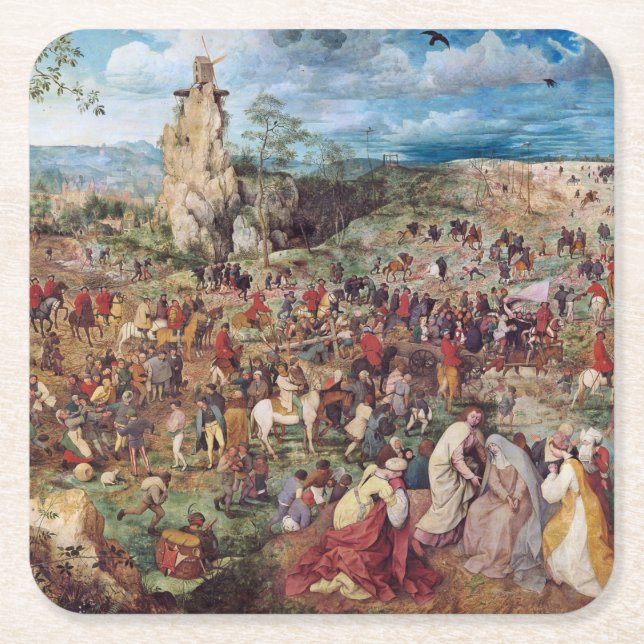 Die Prozession nach Calvary, Pieter Bruegel Rechteckiger Pappuntersetzer (Vorderseite)