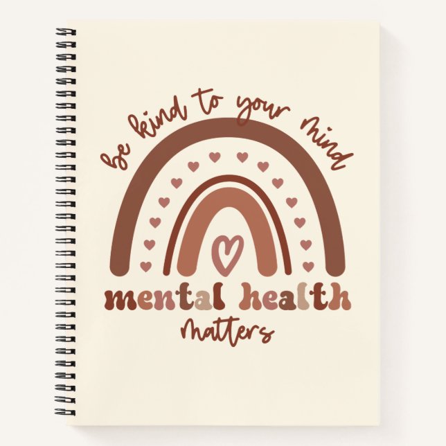 Die psychische Gesundheit von Boho Rainbow steht I Notizbuch (Vorderseite)