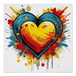 Die pulsierende Herzexplosion - Pop Kunstdesign Poster