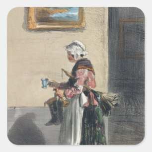 Die Putzfrau, von 'Les Femmes De Paris Quadratischer Aufkleber