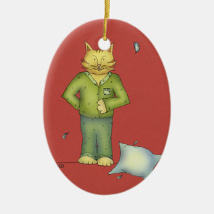 Die Pyjama-Verzierung der Katze Keramik Ornament
