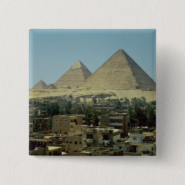 Die Pyramiden von Giseh, c.2589-30 BC, altes Button (Vorderseite)