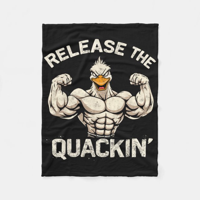 Die Quackin' Muckle Duck Bodybuilder Joke Fleecedecke (Vorderseite)