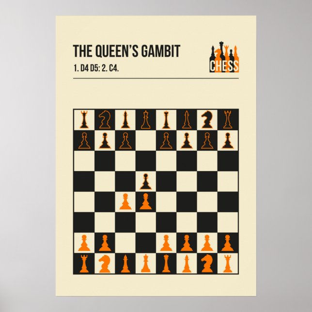 Die Queens Gambit-Vintage Schachillustration Poster (Vorne)