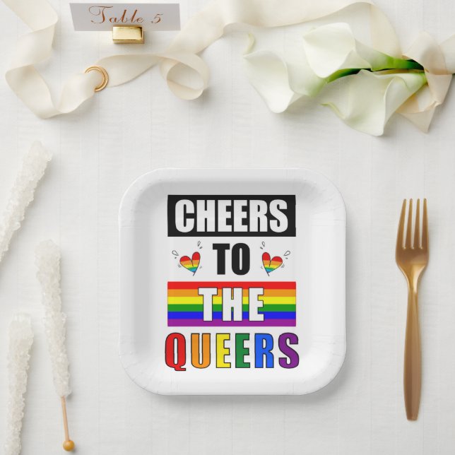 Die Queers Rainbow Gay Celebration Pappteller (Hochzeit)