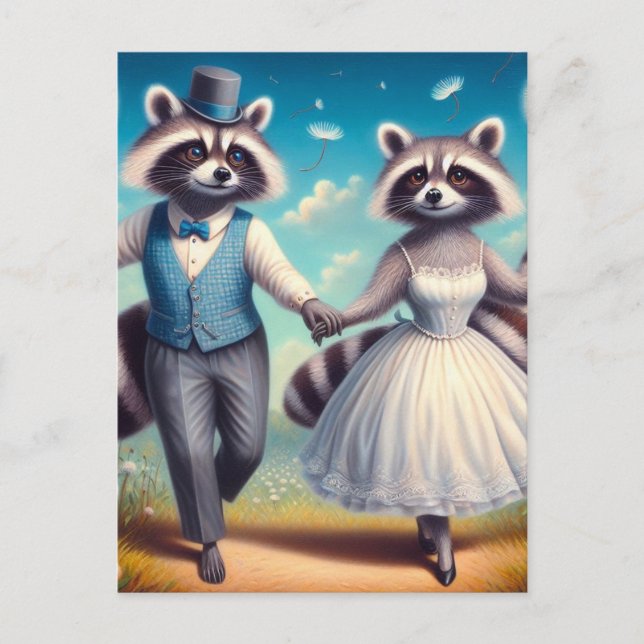 Die Raccoon-Braut und der Boden Postkarte (Vorderseite)