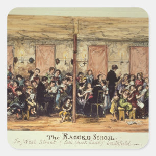 Die Ragged School, West Street, Smithfield Quadratischer Aufkleber