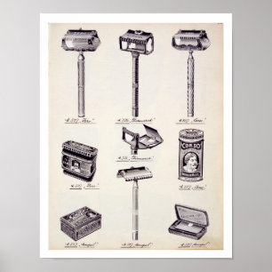 Die Rasierausrüstung der Männer, von einem Poster