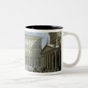 Die Rathaus und Marktplatzdi San Carlo 'von den Zweifarbige Tasse