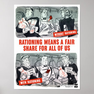 Die Rationierung bedeutet einen gerechten Anteil Poster
