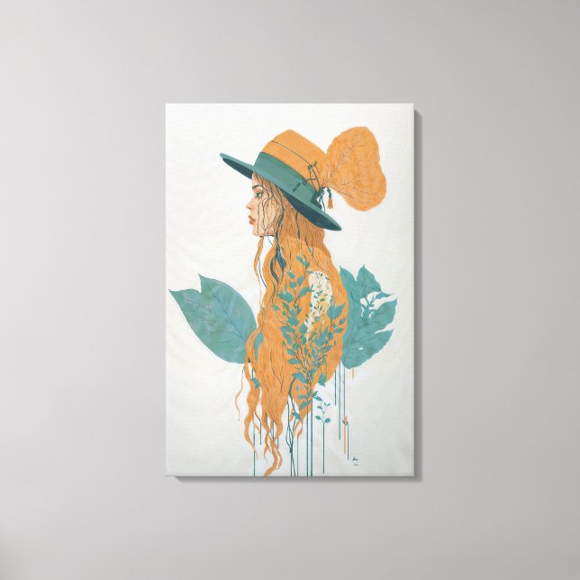 "Die rätselhafte Lady in Bloom" Leinwanddruck (Vorderseite)