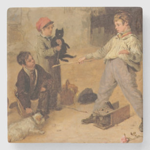 Die Ratten-Falle (Öl auf Platte) Steinuntersetzer