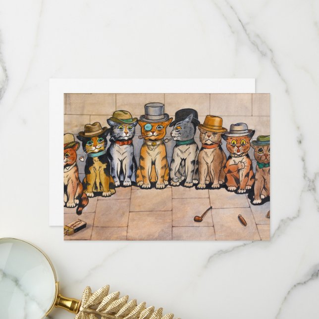 Die Rauchkatzen von Louis Wain Dankeskarte (Vorderseite/Rückseite Beispiel)