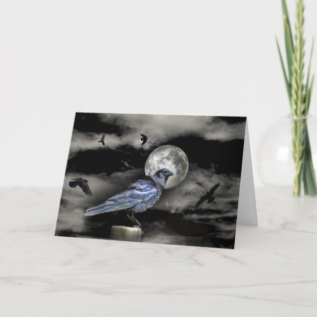 Die Raven Edgar Allen Poe Halloween Card Karte (Vorderseite)