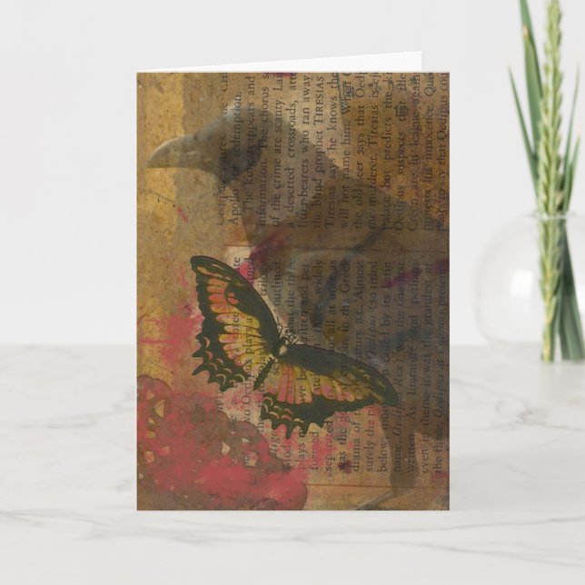 Die Raven Grunge Collage Karte (Vorderseite)