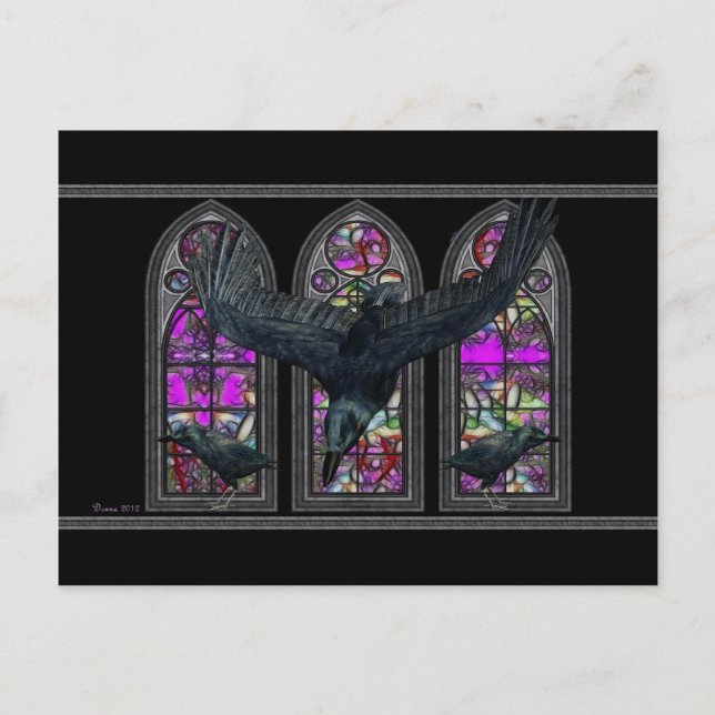 Die Ravens Gotische Postkarte der digitalen Kunst (Vorderseite)
