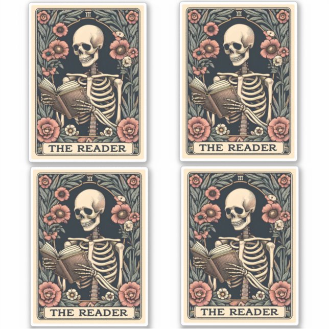 Die Reader Skeleton Tarot Card Aufkleber (Vorderseite)