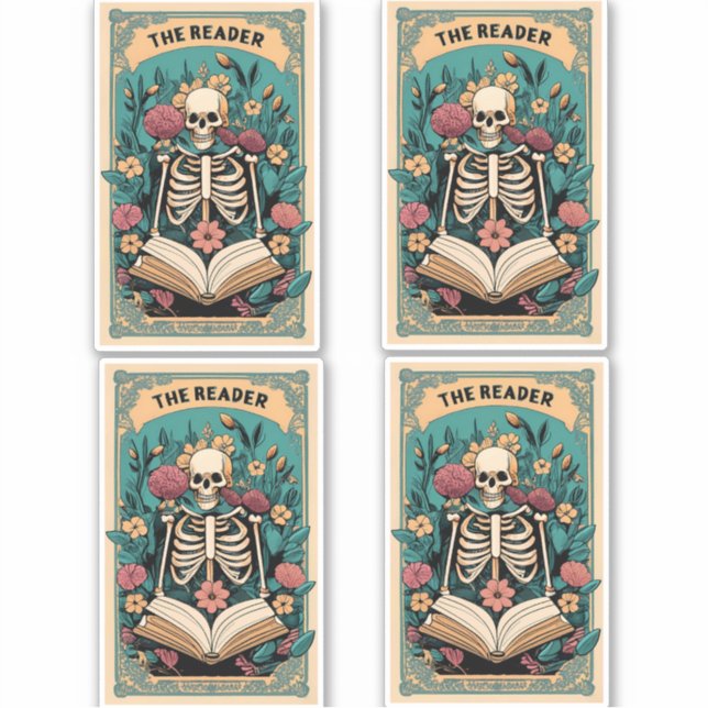 Die Reader Skeleton Tarot Card Aufkleber (Vorderseite)
