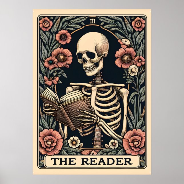 Die Reader Skeleton Tarot Card Poster (Vorne)