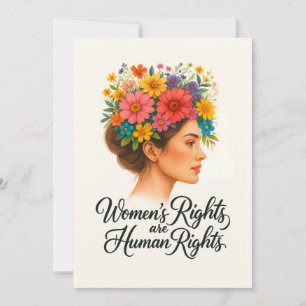 Die Rechte der Frau sind Menschenrechte und floral Einladung