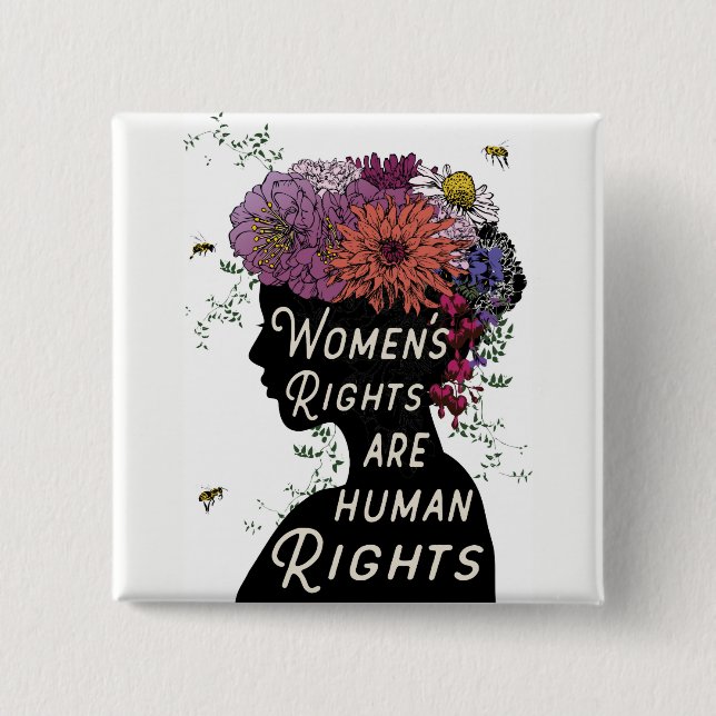 Die Rechte der Frauen sind Menschenrechte - Knopf Button (Vorderseite)
