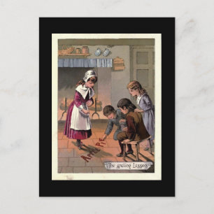 Die Rechtschreibstunde Vintage-Kinderbuchbild Postkarte