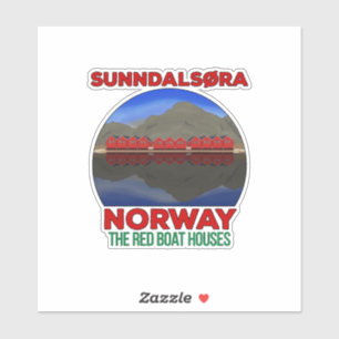 Die Red Boat Houses Sunndalsøra Norwegen Aufkleber