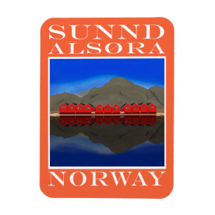 Die Red Boat Houses Sunndalsøra Norwegen Magnet