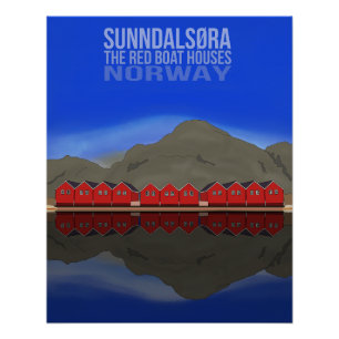 Die Red Boat Houses Sunndalsøra Norwegen Poster