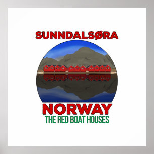 Die Red Boat Houses Sunndalsøra Norwegen Poster