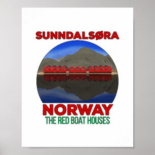Die Red Boat Houses Sunndalsøra Norwegen Poster