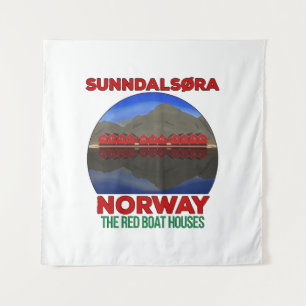Die Red Boat Houses Sunndalsøra Norwegen Wandteppich