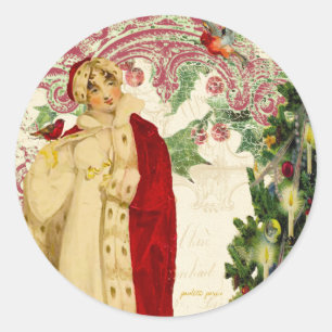 Die Red Christmas Coat Umschlag oder Geschenkaufkl Runder Aufkleber