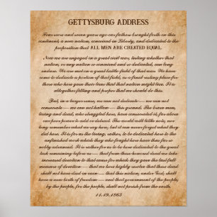 Die Rede von Abraham Lincoln in Gettysburg Poster