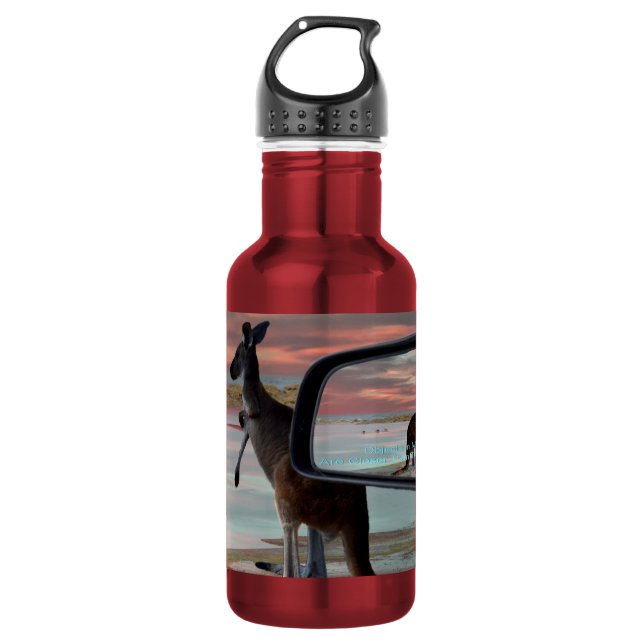 "Die Reflektionen der Wildnis: Ein Kangaroo am Str Edelstahlflasche (Vorderseite)