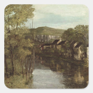 Die Reflexion von Ornans, c.1872 Quadratischer Aufkleber