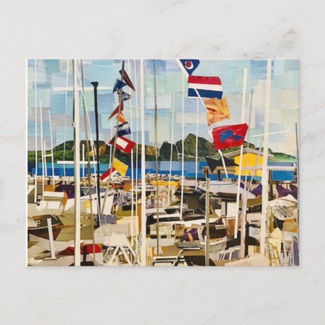 "Die Regatta" in geschnittenem Papier Einladungspostkarte (Vorderseite)