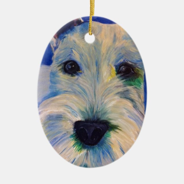 Die REGEL des weißen Schnauzers! Keramik Ornament (Vorne)