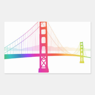 Die Regenbogen-Art Golden gate bridges   Rechteckiger Aufkleber