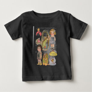 Die Reise-auf der ganzen Welt Papier-Puppen Baby T-shirt