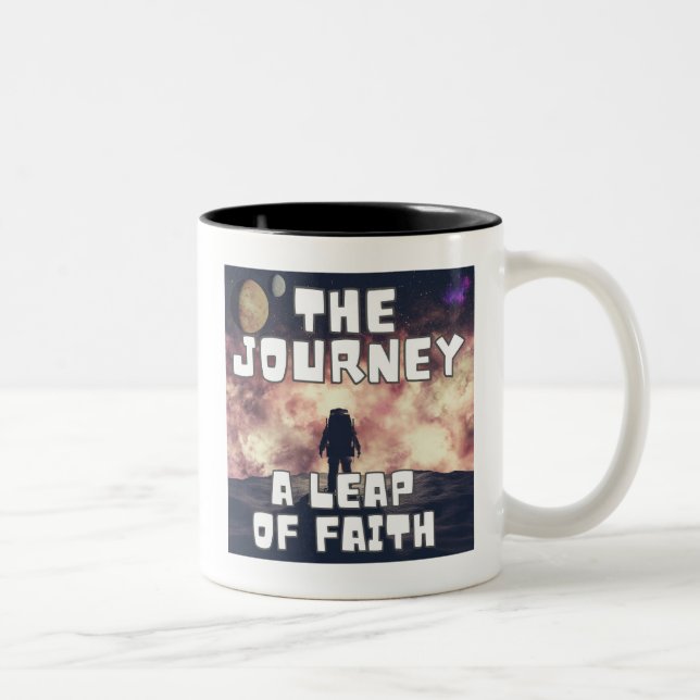 Die Reise - Ein Schritt in den Glauben Zweifarbige Tasse (Rechts)