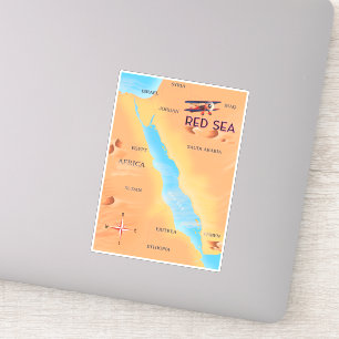 Die Reise Karte vom Roten Meer Aufkleber