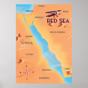 Die Reise Karte vom Roten Meer Poster
