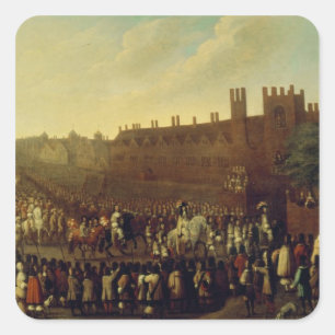 Die Restaurierung von Charles II in Whitehall Quadratischer Aufkleber