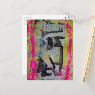 Die Retro-Arbeitenden Männer Mixed Media Collage Postkarte